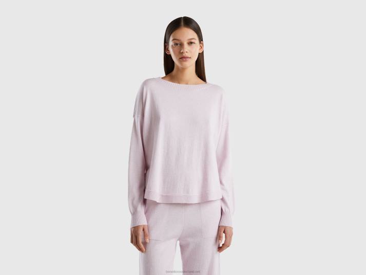 vrouwen Benetton top van kasjmiermix zacht roze 4R624192