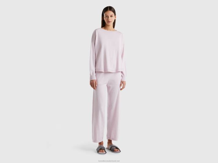 vrouwen Benetton top van kasjmiermix zacht roze 4R624192