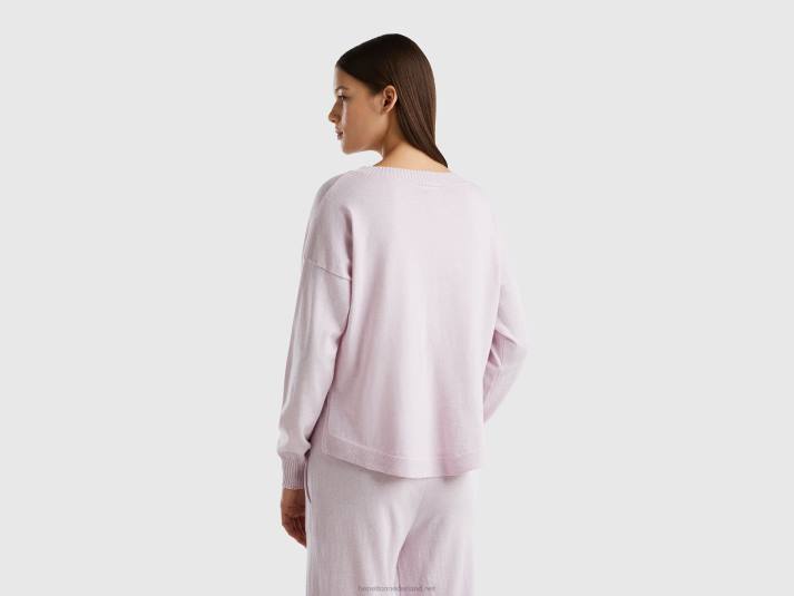 vrouwen Benetton top van kasjmiermix zacht roze 4R62907