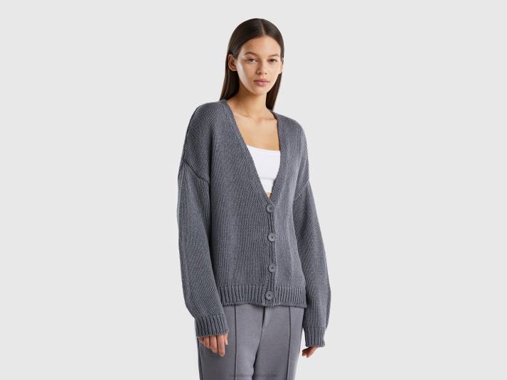 vrouwen Benetton vest van katoenmix grijs 4R624180