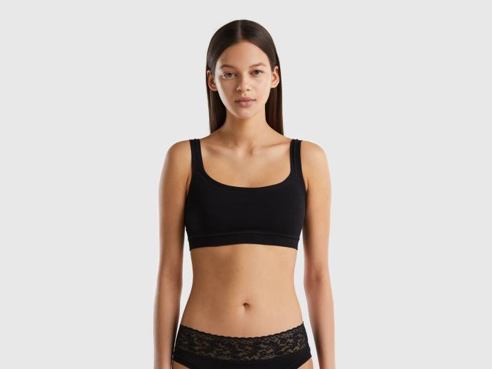 vrouwen Benetton Superstretch BH van biologisch katoen zwart 4R621094