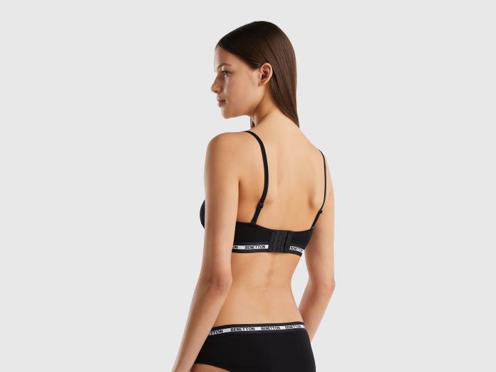 vrouwen Benetton bandeautop van biologisch stretchkatoen zwart 4R624278