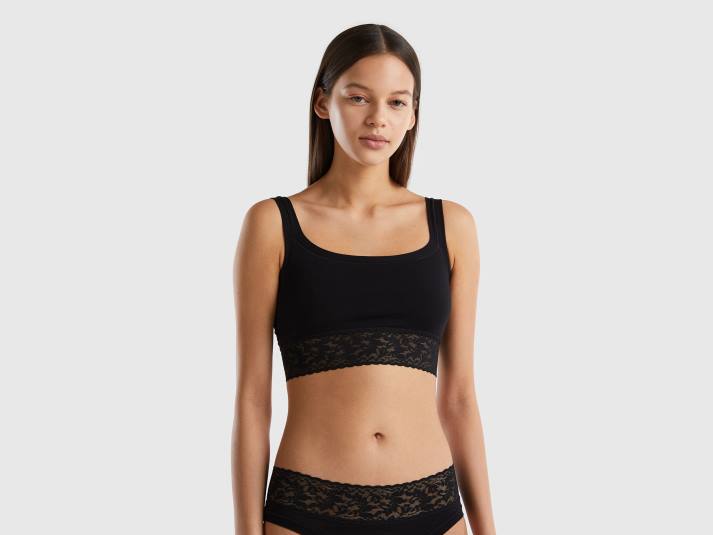 vrouwen Benetton bh van superstretch biologisch katoen zwart 4R624348