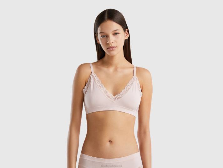 vrouwen Benetton gebreide triangel bh zacht roze 4R624255