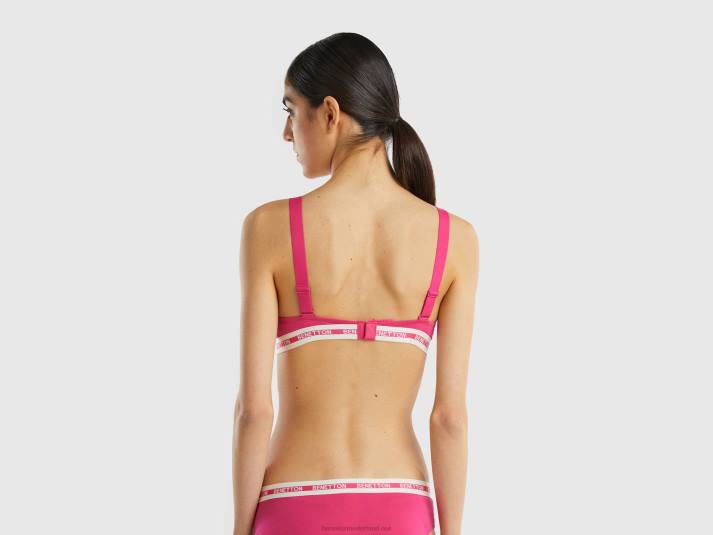 vrouwen Benetton half-voorgevormde bh van biologisch katoen fuchsia 4R624219