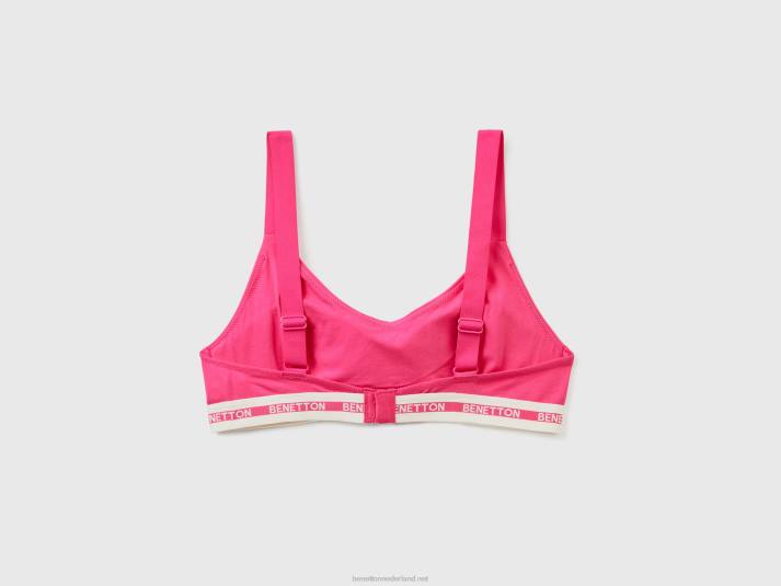 vrouwen Benetton half-voorgevormde bh van biologisch katoen fuchsia 4R624219