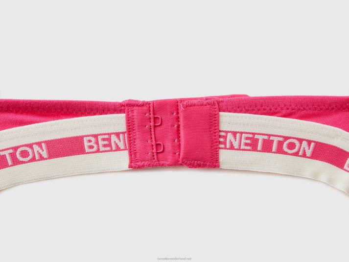 vrouwen Benetton half-voorgevormde bh van biologisch katoen fuchsia 4R624219