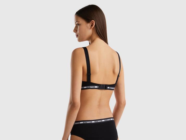 vrouwen Benetton half-voorgevormde bh van biologisch katoen zwart 4R62982