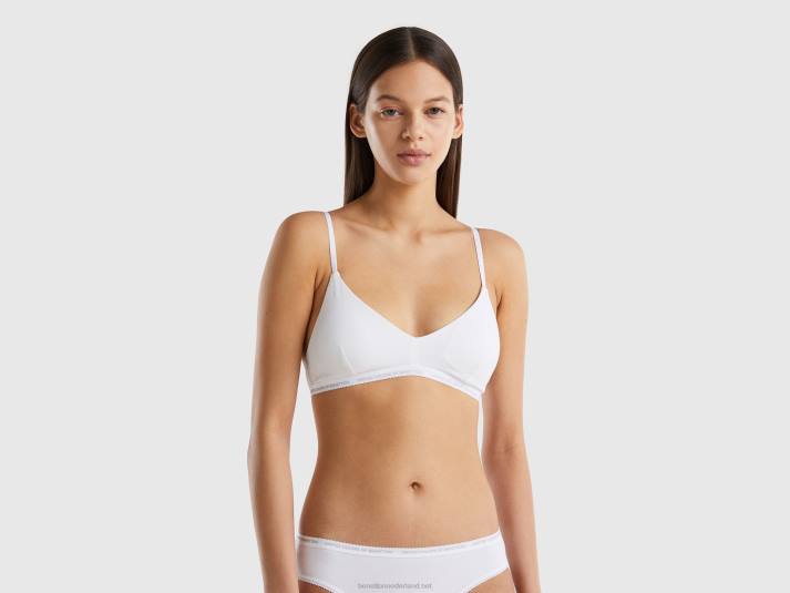 vrouwen Benetton stretch BH van biologisch katoen wit 4R624323
