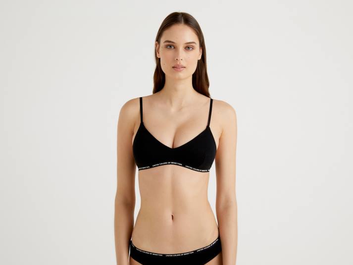 vrouwen Benetton stretch BH van biologisch katoen zwart 4R624324