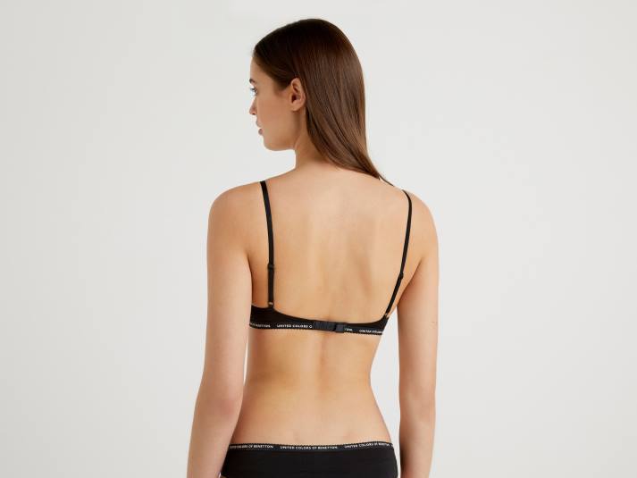 vrouwen Benetton stretch BH van biologisch katoen zwart 4R624324