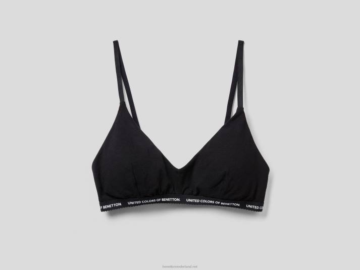 vrouwen Benetton stretch BH van biologisch katoen zwart 4R624324