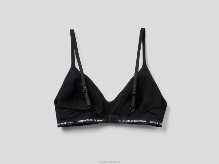 vrouwen Benetton stretch BH van biologisch katoen zwart 4R624324