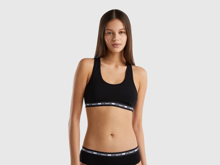 vrouwen Benetton top van biologisch stretchkatoen zwart 4R624289