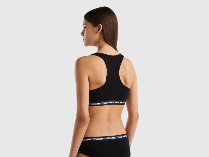 vrouwen Benetton top van biologisch stretchkatoen zwart 4R624289