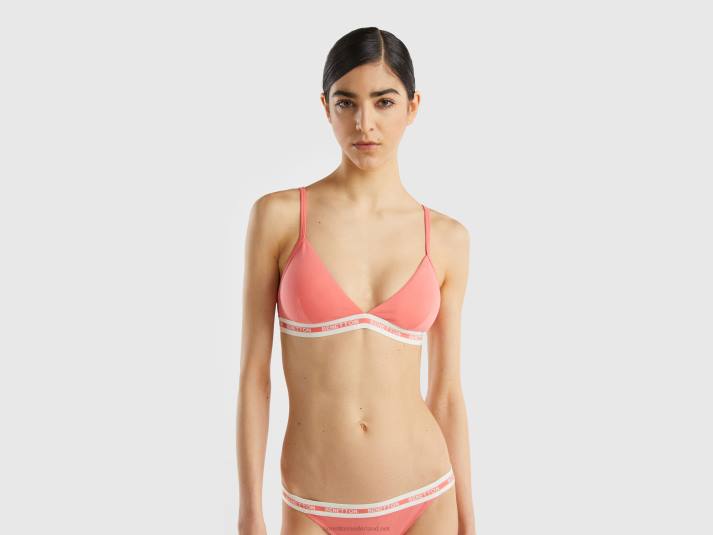 vrouwen Benetton triangel bh van biologisch katoen oranje koraal 4R624273