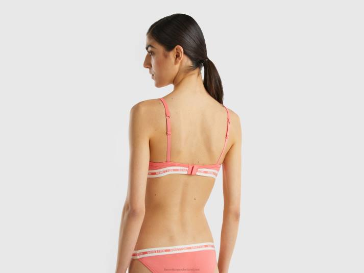 vrouwen Benetton triangel bh van biologisch katoen oranje koraal 4R624273