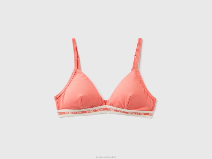 vrouwen Benetton triangel bh van biologisch katoen oranje koraal 4R624273