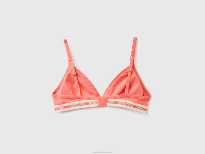 vrouwen Benetton triangel bh van biologisch katoen oranje koraal 4R624273