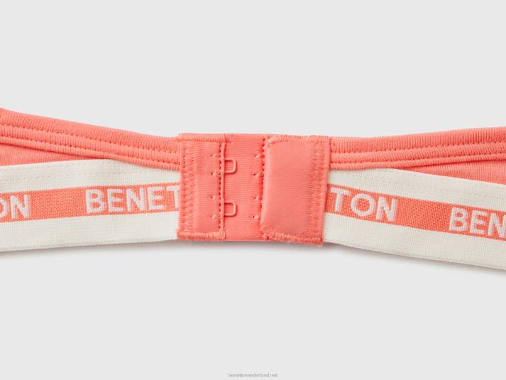vrouwen Benetton triangel bh van biologisch katoen oranje koraal 4R624273