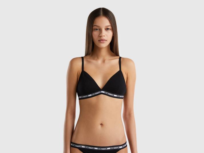 vrouwen Benetton triangel bh van biologisch katoen zwart 4R624258