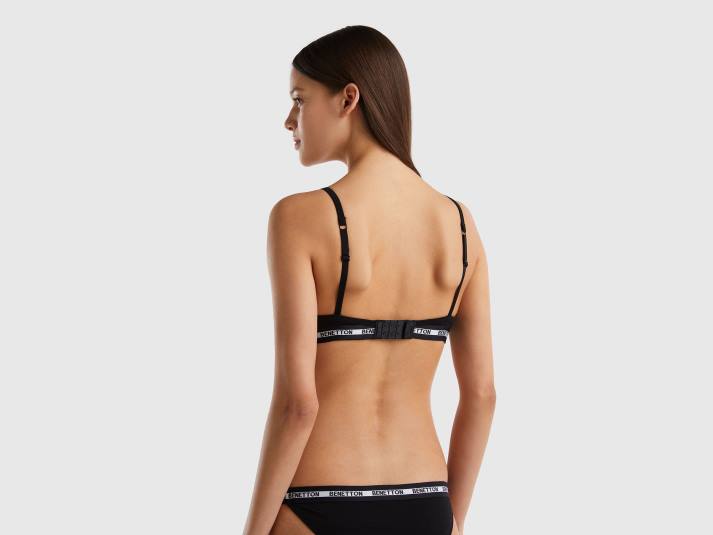 vrouwen Benetton triangel bh van biologisch katoen zwart 4R624258