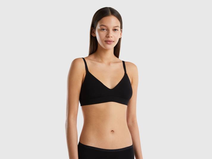 vrouwen Benetton triangel bh zonder vulling zwart 4R624321