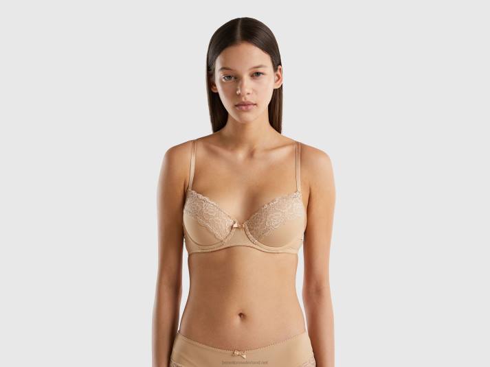 vrouwen Benetton voorgevormde bh met kant naakt 4R624285