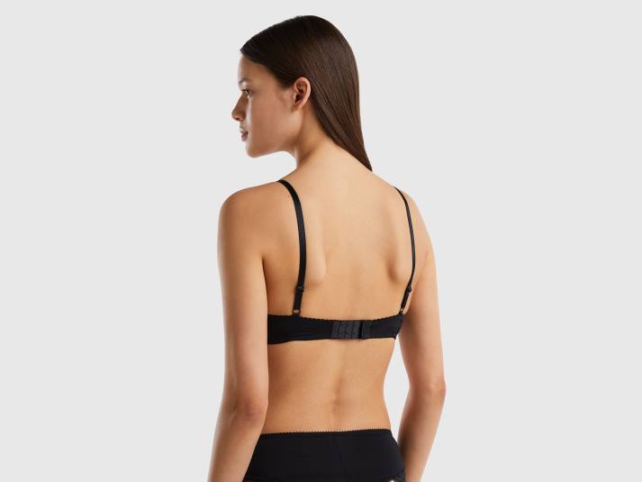 vrouwen Benetton voorgevormde bh met kant zwart 4R621042