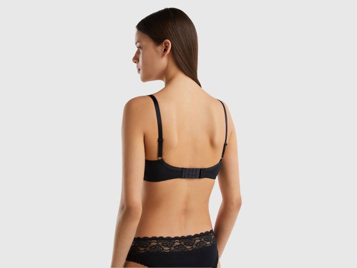 vrouwen Benetton voorgevormde bh met mesh zwart 4R624344