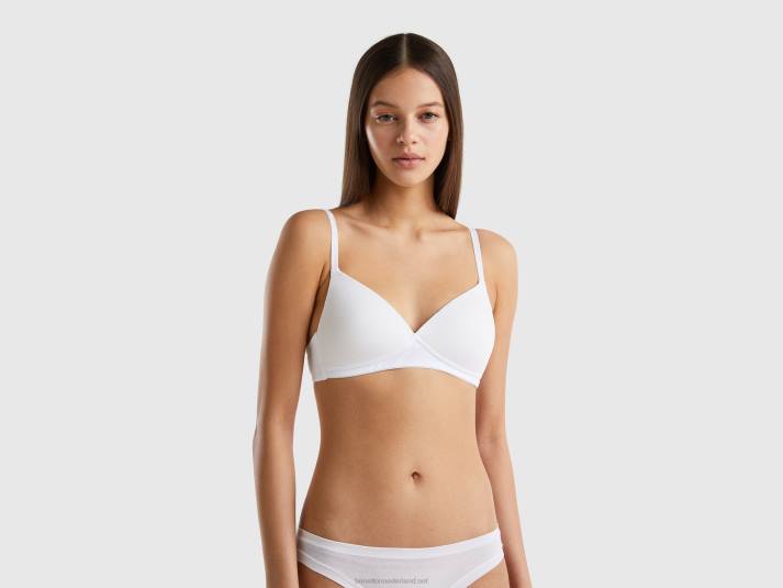vrouwen Benetton voorgevormde bh van biologisch katoen wit 4R624259