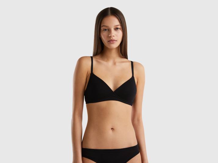 vrouwen Benetton voorgevormde bh van biologisch katoen zwart 4R621000