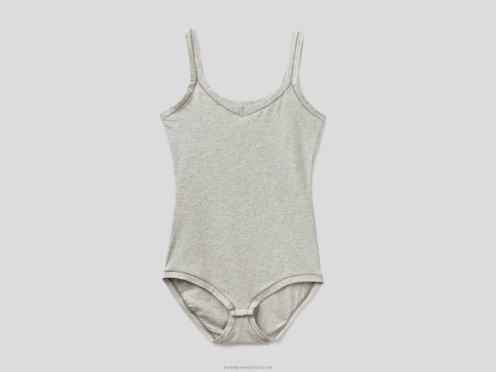 vrouwen Benetton body van superstretch biologisch katoen lichtgrijs 4R624336