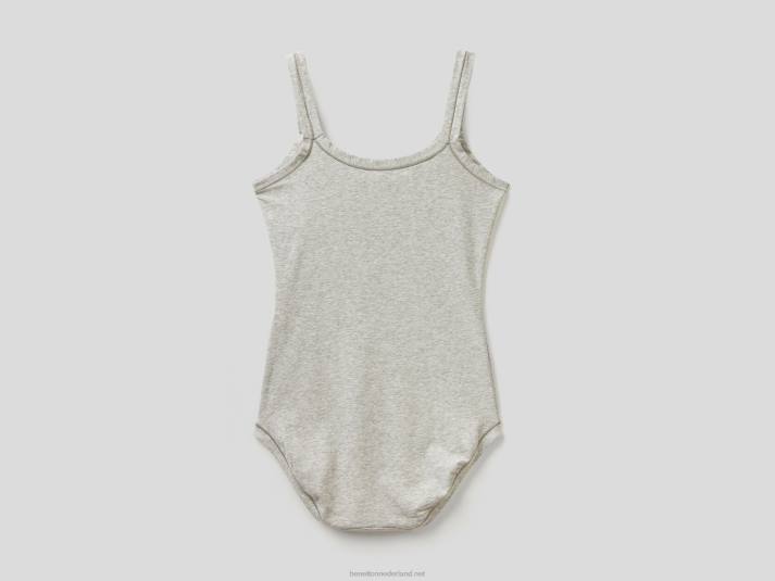 vrouwen Benetton body van superstretch biologisch katoen lichtgrijs 4R624336