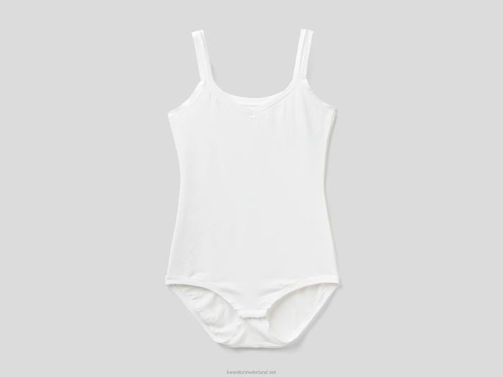 vrouwen Benetton body van superstretch biologisch katoen wit 4R621051