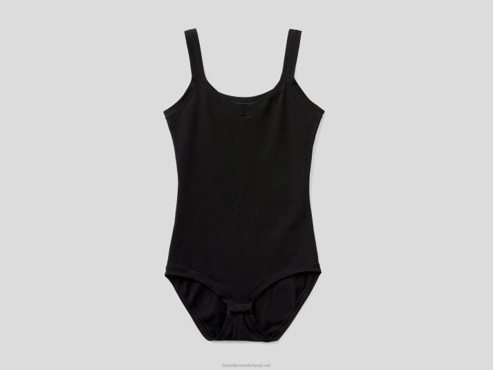 vrouwen Benetton body van superstretch biologisch katoen zwart 4R621078