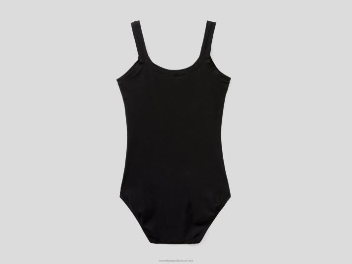 vrouwen Benetton body van superstretch biologisch katoen zwart 4R621078