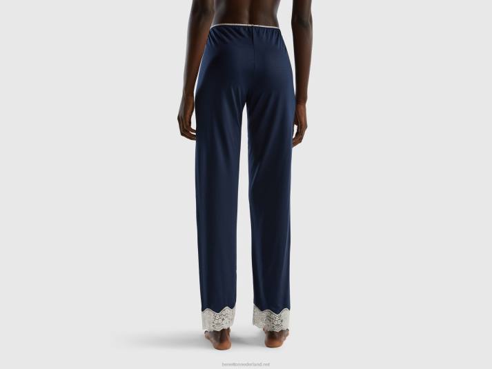 vrouwen Benetton broek met kanten details donkerblauw 4R621097