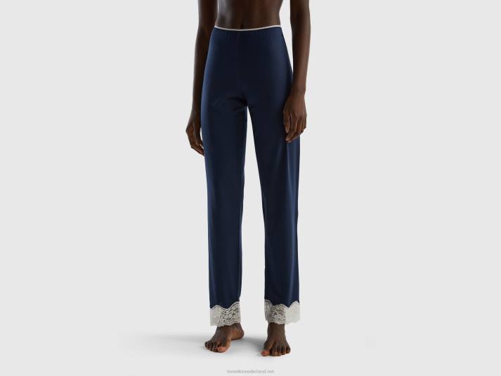 vrouwen Benetton broek met kanten details donkerblauw 4R624353