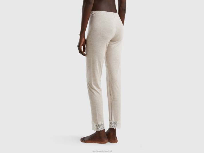 vrouwen Benetton broek met kanten details lichtgrijs 4R624300