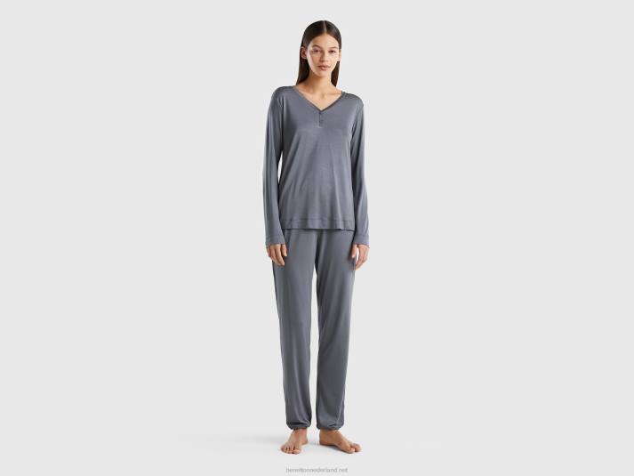 vrouwen Benetton broek van duurzame viscose met stretch grijs 4R624290