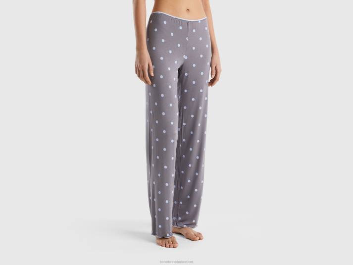 vrouwen Benetton gedessineerde broek van elastische viscose grijs 4R621028