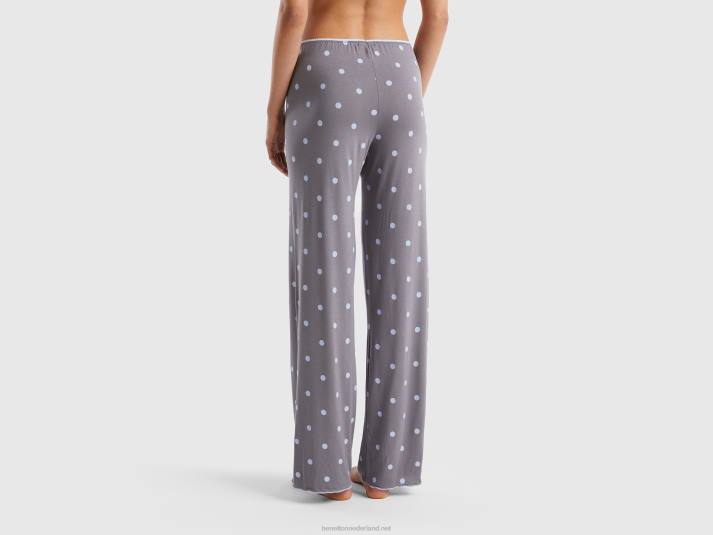 vrouwen Benetton gedessineerde broek van elastische viscose grijs 4R624215
