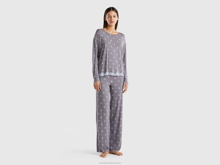 vrouwen Benetton gedessineerde broek van elastische viscose grijs 4R624215