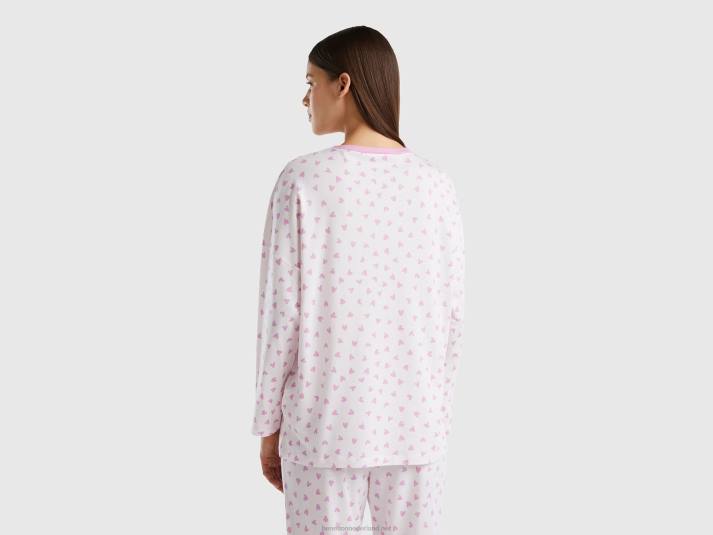 vrouwen Benetton hartvormige top van warme katoenmix roze 4R621019