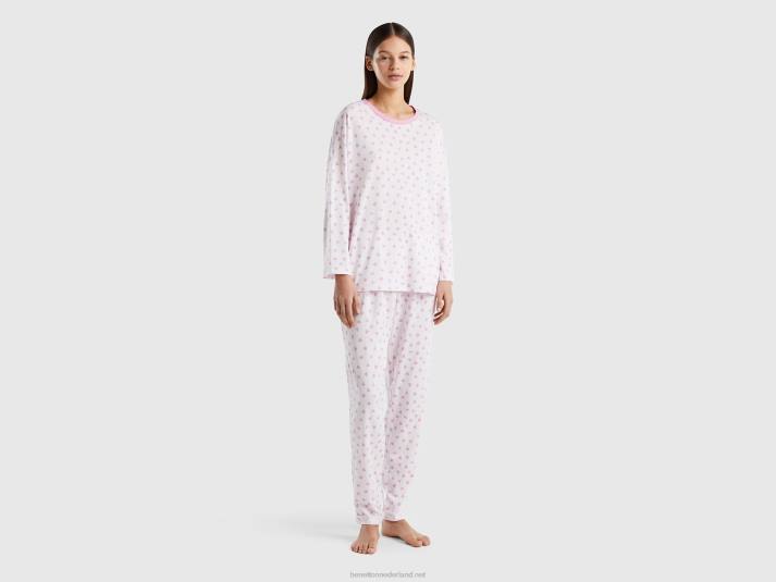 vrouwen Benetton hartvormige top van warme katoenmix roze 4R621019