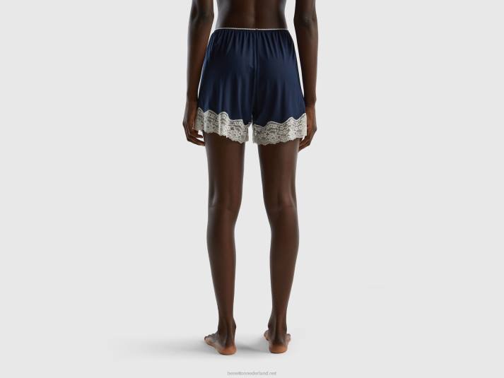 vrouwen Benetton zwierige short met kant donkerblauw 4R624209