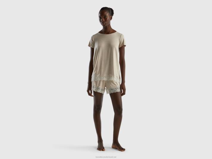 vrouwen Benetton zwierige short met kant grijs 4R624356