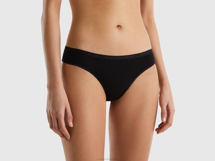 vrouwen Benetton Braziliaans ondergoed van biologisch stretchkatoen zwart 4R621072