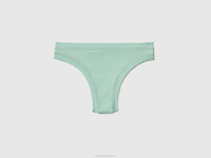 vrouwen Benetton Braziliaans ondergoed van superstretch biologisch katoen licht groen 4R624227